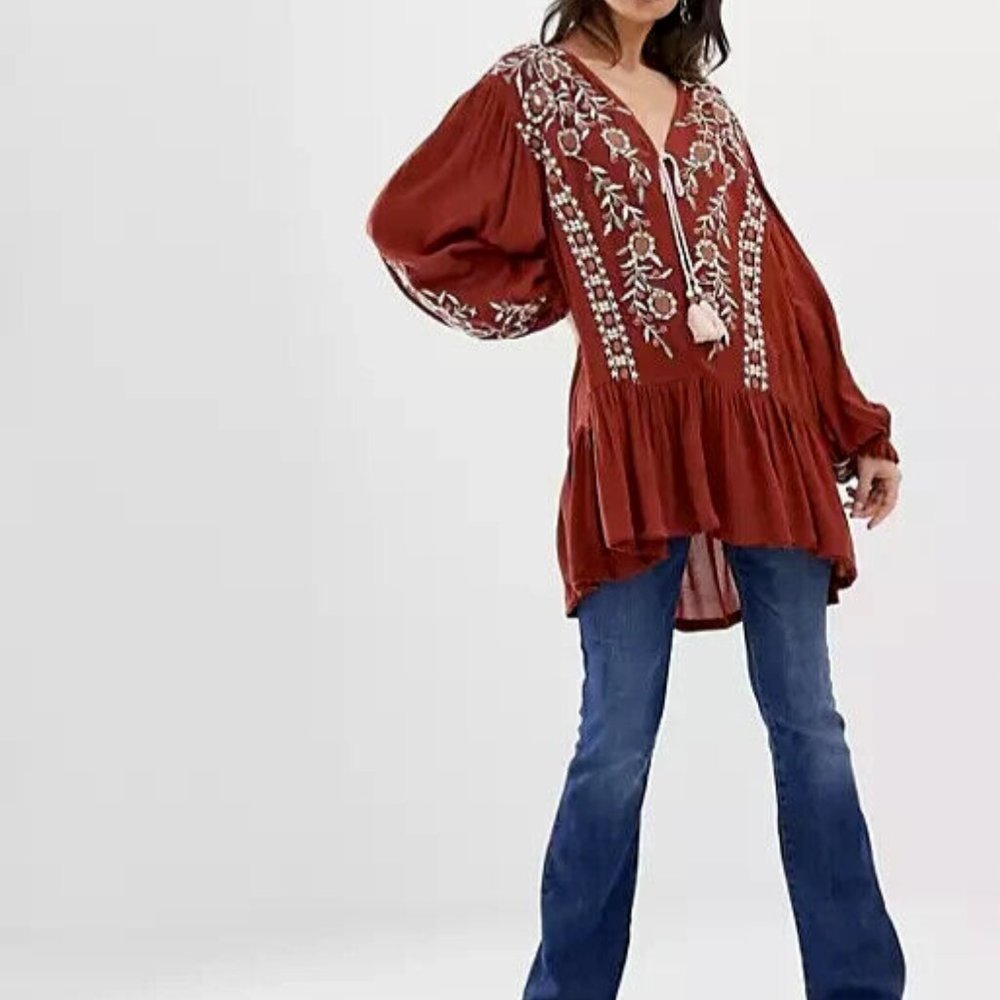 free people Wild Dreams Embroidered tunic top EXTRA SMALL